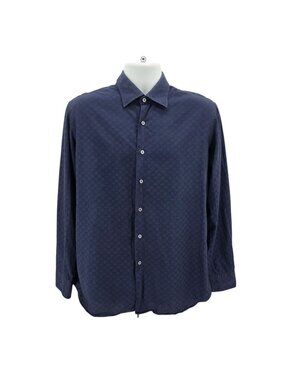 Paul Smith London Mens 42 - 16 1/2 Shirt Jacquard Pattern Blue Black Button Down